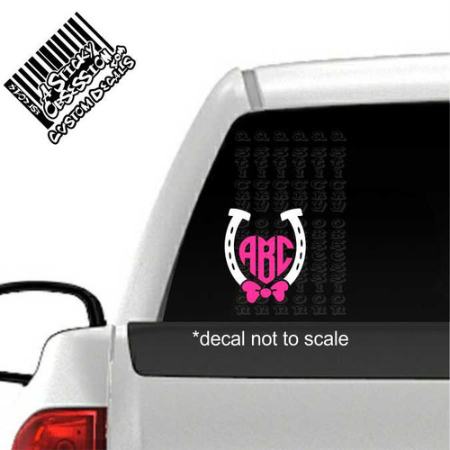 Horseshoe Bow Heart Monogram Custom Decal Sticker on truck