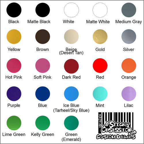 Available Decal Colors