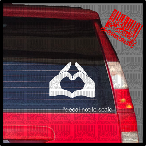 heart hands decal on Volvo