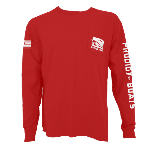 Long Sleeve Pocket Tee - Red/White