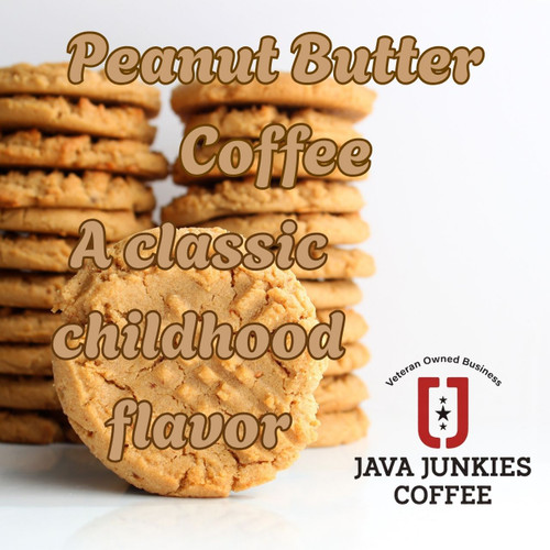 Java Junkies Peanut Butter Coffee. Two towering stacks of homemade peanut butter cookies against a white background and on a white table.