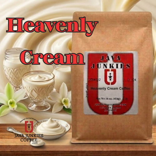 Java Junkies Heavenly Cream Coffee. Many large scoops of heavenly ice cream ready to indulge in.
