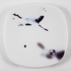 Yume-No-Yume Ceramic Plate Incense Burner Whooping Crane Yume-No-Yume Ceramic Plate Incense Burner Whooping Crane
