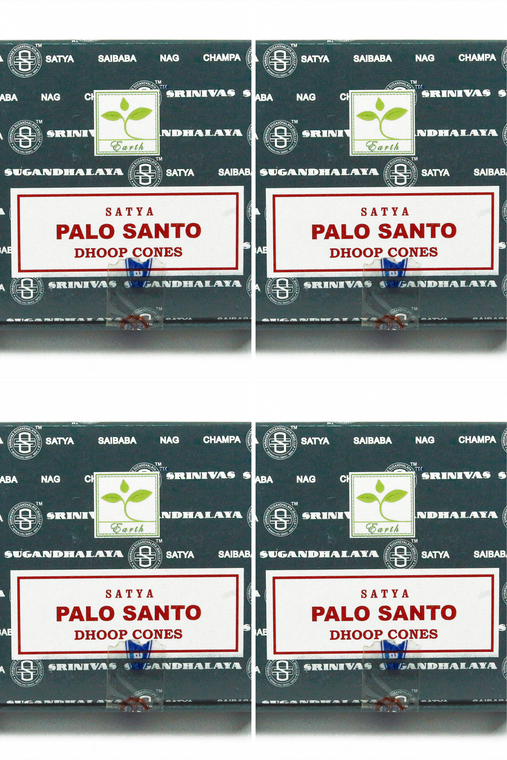 Satya Palo Santo Incense Cones - 4 Pack Bundle - Purifying Holy Wood Aromatherapy for Cleansing & Meditation