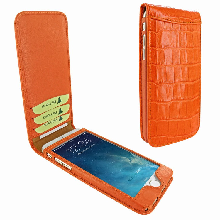 Piel Frama 766 Orange Crocodile Classic Magnetic Leather Case for