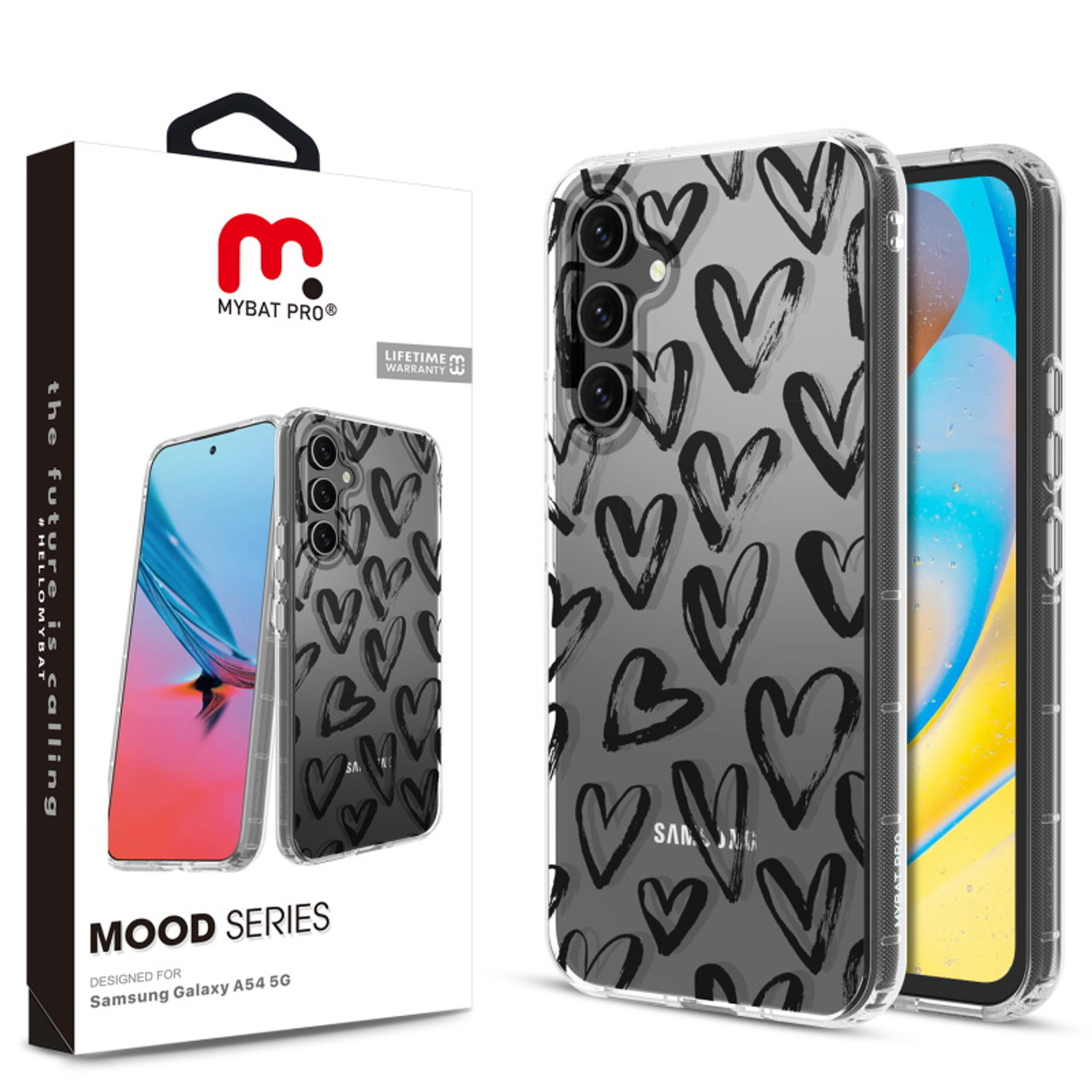 MyBat Pro Mood Series Case for Samsung Galaxy A54 5G - Black Hearts