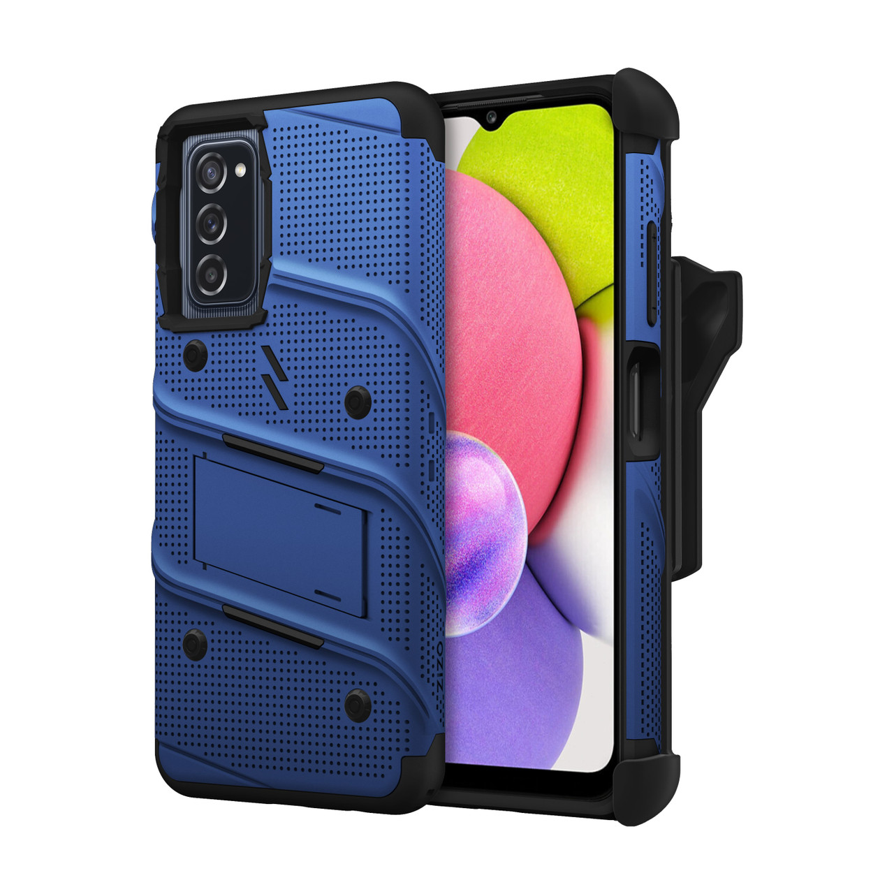 ZIZO BOLT Bundle for Galaxy A03s Case with Screen Protector Kickstand  Holster Lanyard - Blue