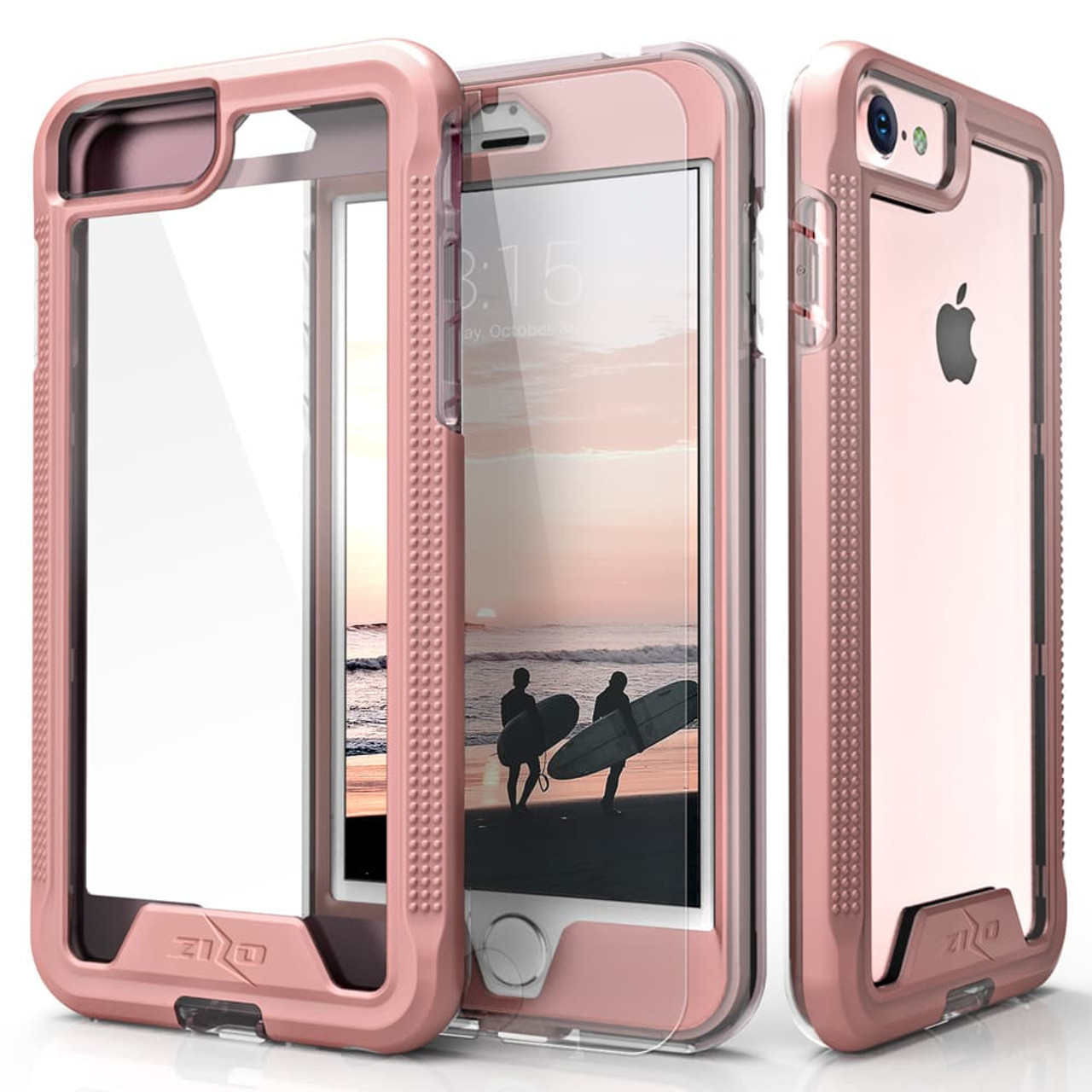 ZIZO ION Series for iPhone and 2nd Case - Rose Gold & Clear