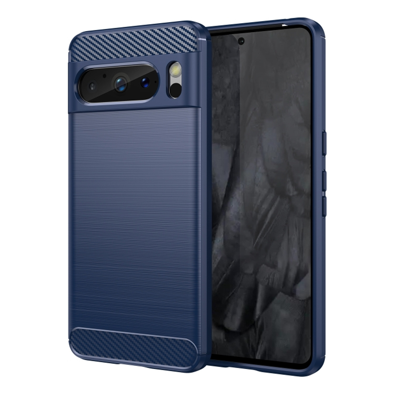 For Google Pixel 8 Pro Carbon Fiber Brushed Texture TPU Case(Navy)