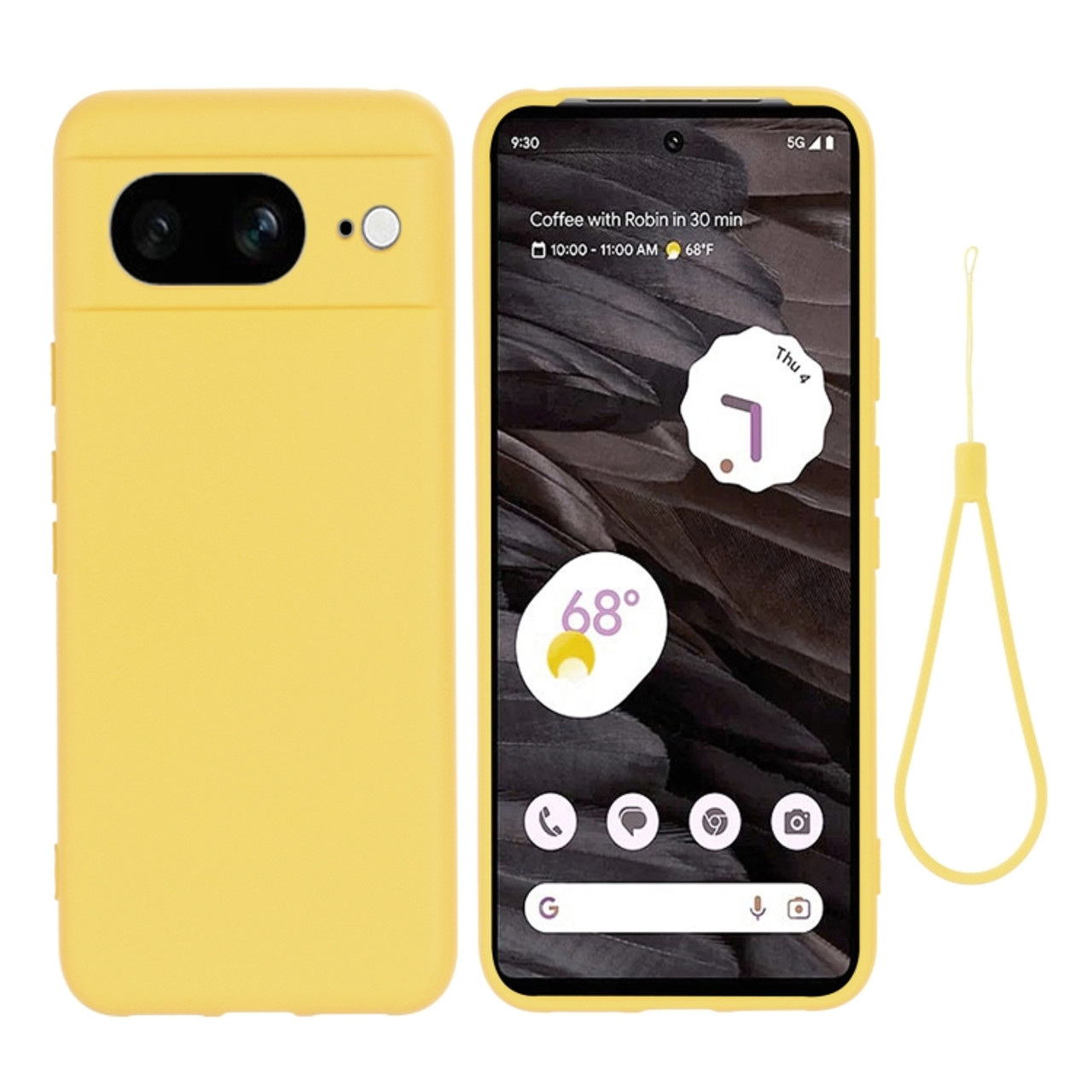 Google Pixel 8 Pure Color Liquid Silicone Shockproof Phone Case - Yellow