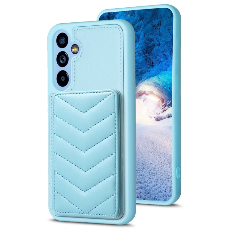 Samsung Galaxy A14 4G 5G BF26 Wave Pattern Card Bag Holder Phone Case  Blue