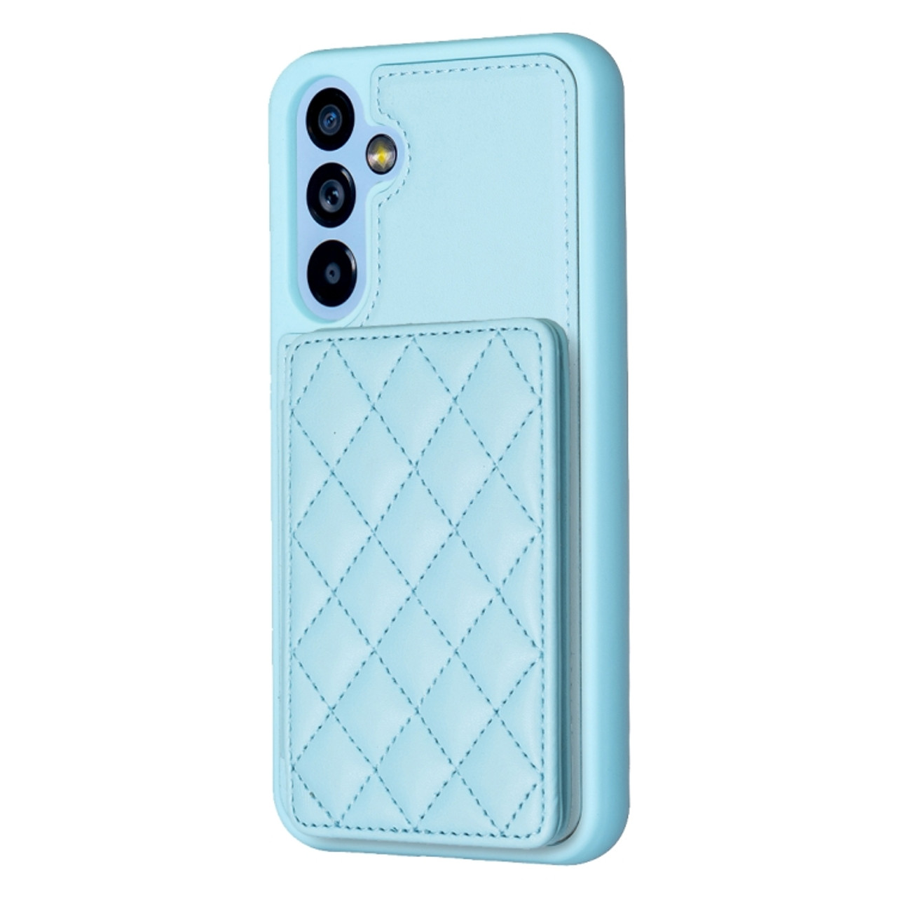 Samsung Galaxy A54 5G BF25 Square Plaid Card Bag Holder Phone Case - Blue