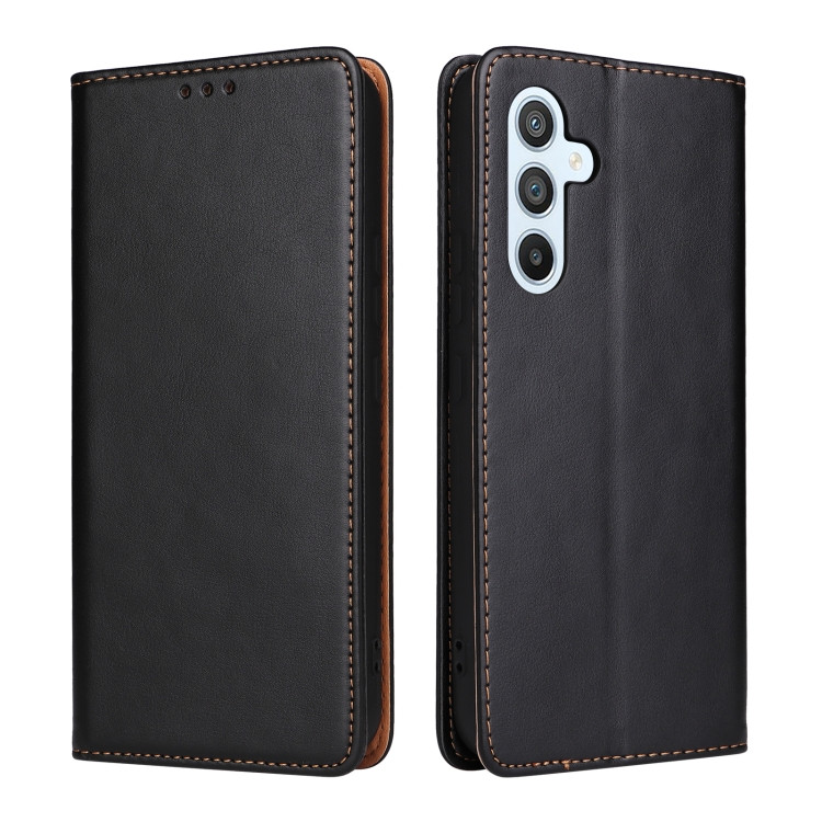 Samsung Galaxy S23 FE 5G Fierre Shann PU Genuine Leather Texture Leather Phone Case - Black Samsung Galaxy S23 FE 5G Fierre Shann PU Genuine Leather Texture Leather Phone Case - Black