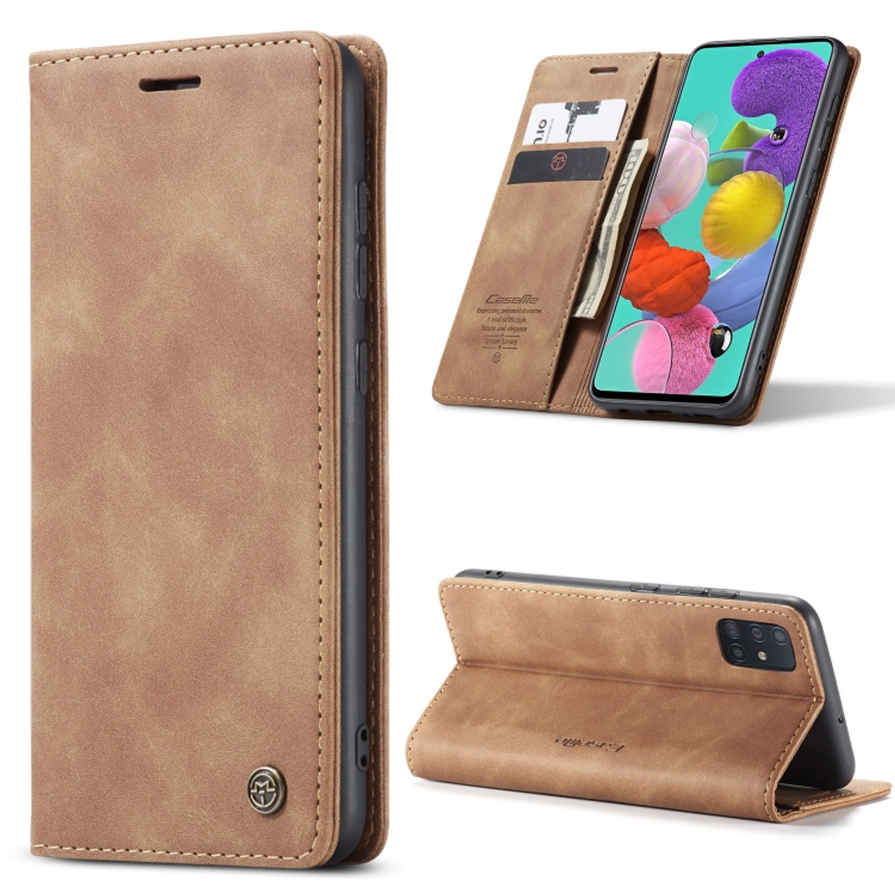 CaseMe Samsung Galaxy S24 Ultra Retro Flip Leather Wallet Case Brown