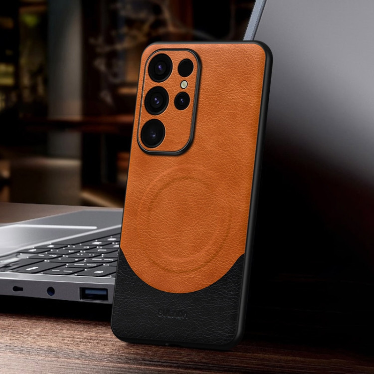 Samsung Cases - Galaxy S24 Ultra Cases Leather Magnetic Magsafe Orange