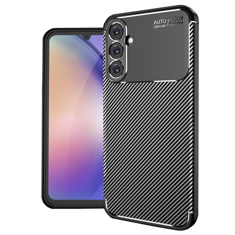 Samsung Galaxy A25 5G Carbon Fiber Texture Shockproof TPU Phone Case - Black Samsung Galaxy A25 5G Carbon Fiber Texture Shockproof TPU Phone Case - Black