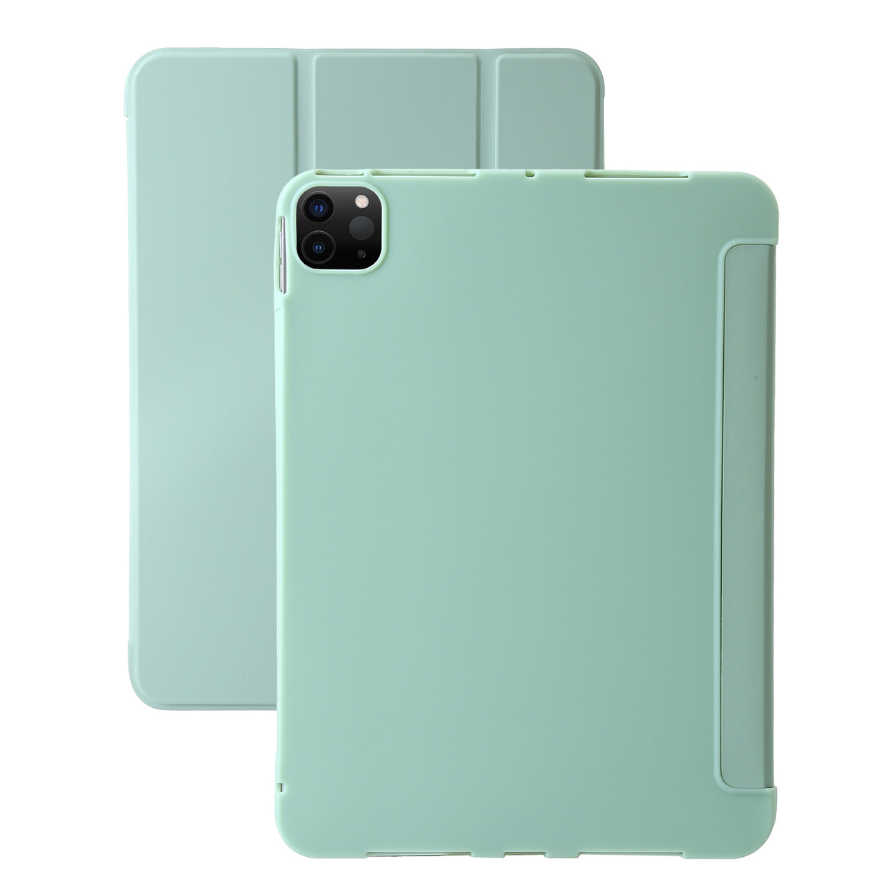 iPad Pro 13 2024 Three-fold Holder Flip Tablet Leather Case - Mint