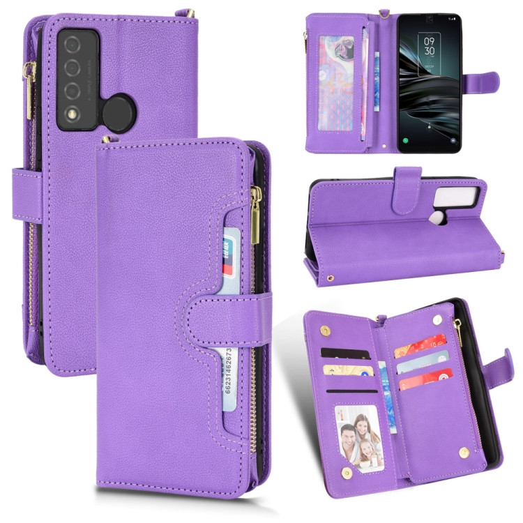 TCL 20 XE Litchi Texture Zipper Leather Phone Case - Purple TCL 20 XE Litchi Texture Zipper Leather Phone Case - Purple