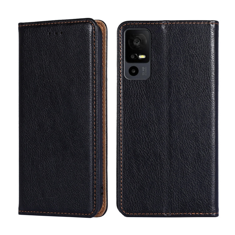 TCL 40 XE 5G / 40X 5G T601D Gloss Oil Solid Color Magnetic Leather Phone  Case - Black