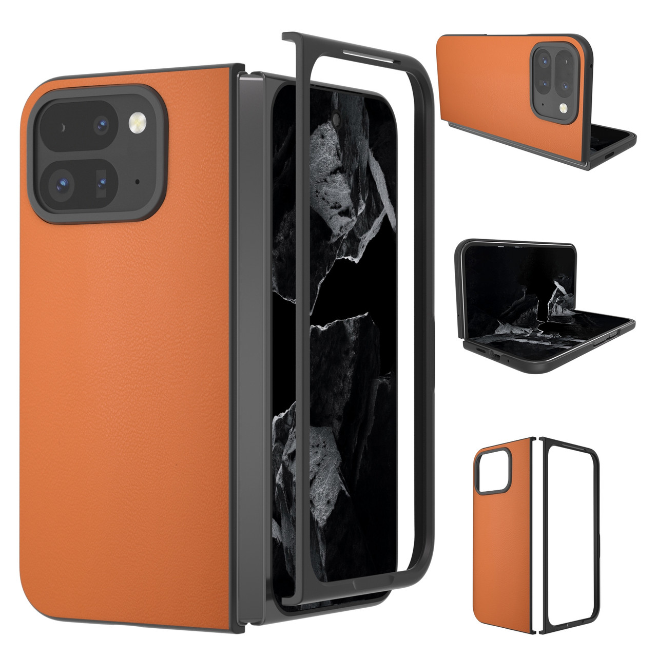 Google Pixel 9 Pro Fold PU Leather Black Frame Full Coverage Phone