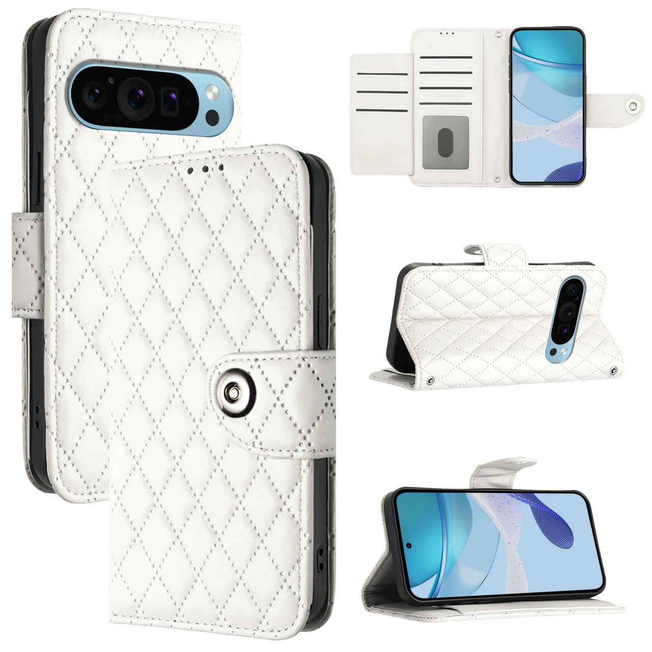 Google Pixel 9 Pro XL Rhombic Texture Flip Leather Phone Case with