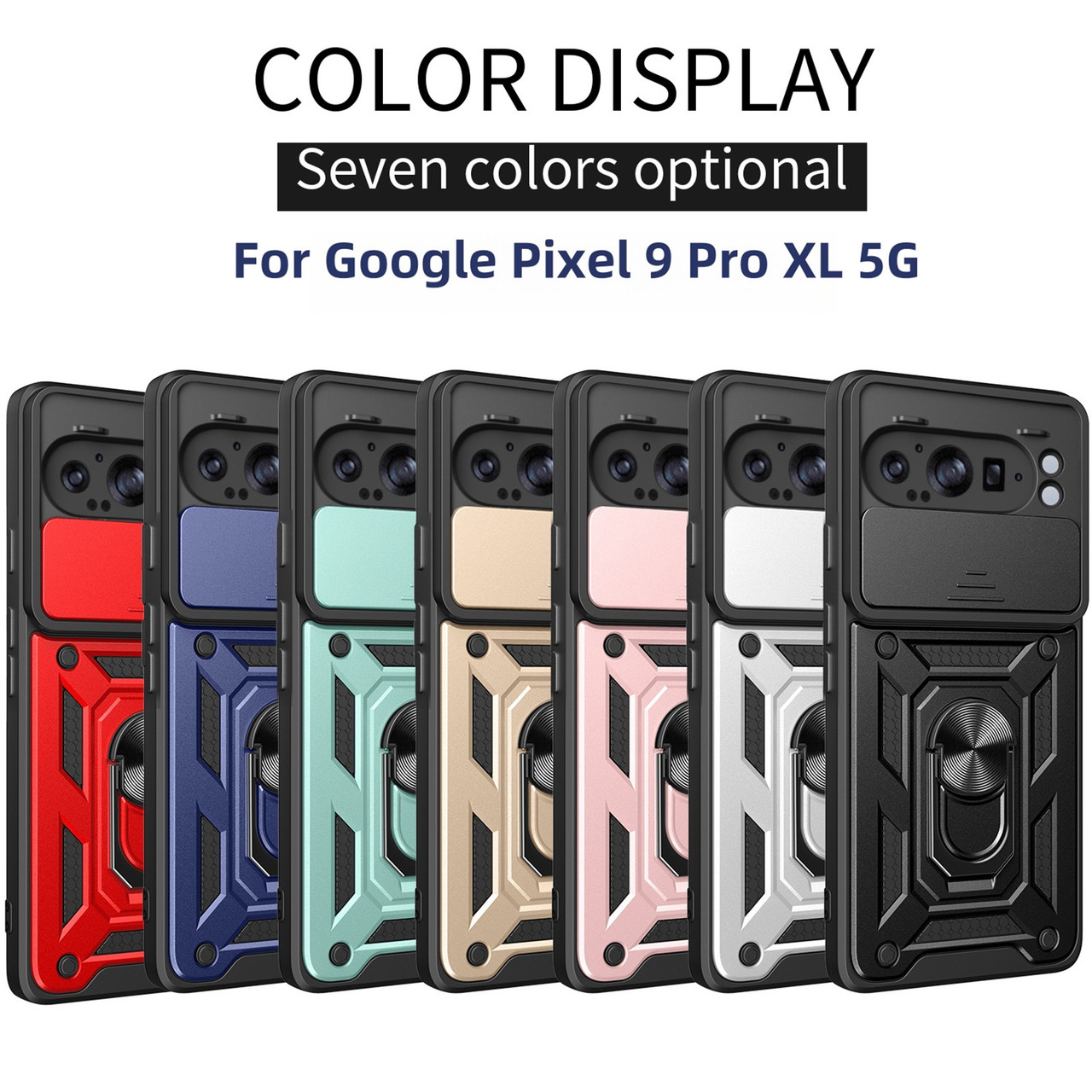 Google Pixel 9 Pro XL Sliding Camera Cover Design TPU+PC Phone Case - Gold