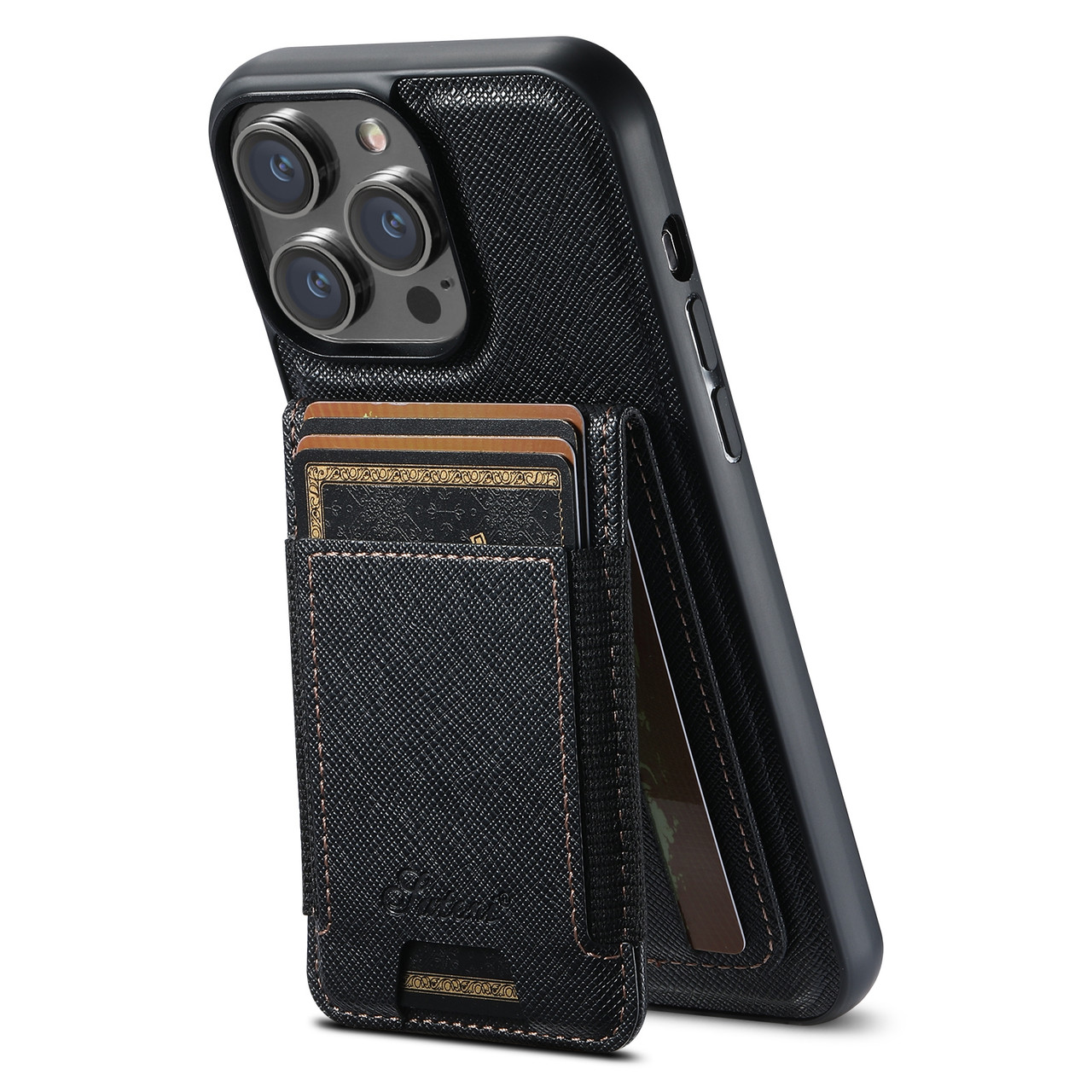 iPhone 16 Pro Suteni H17 Cross Grain Leather MagSafe Detachable