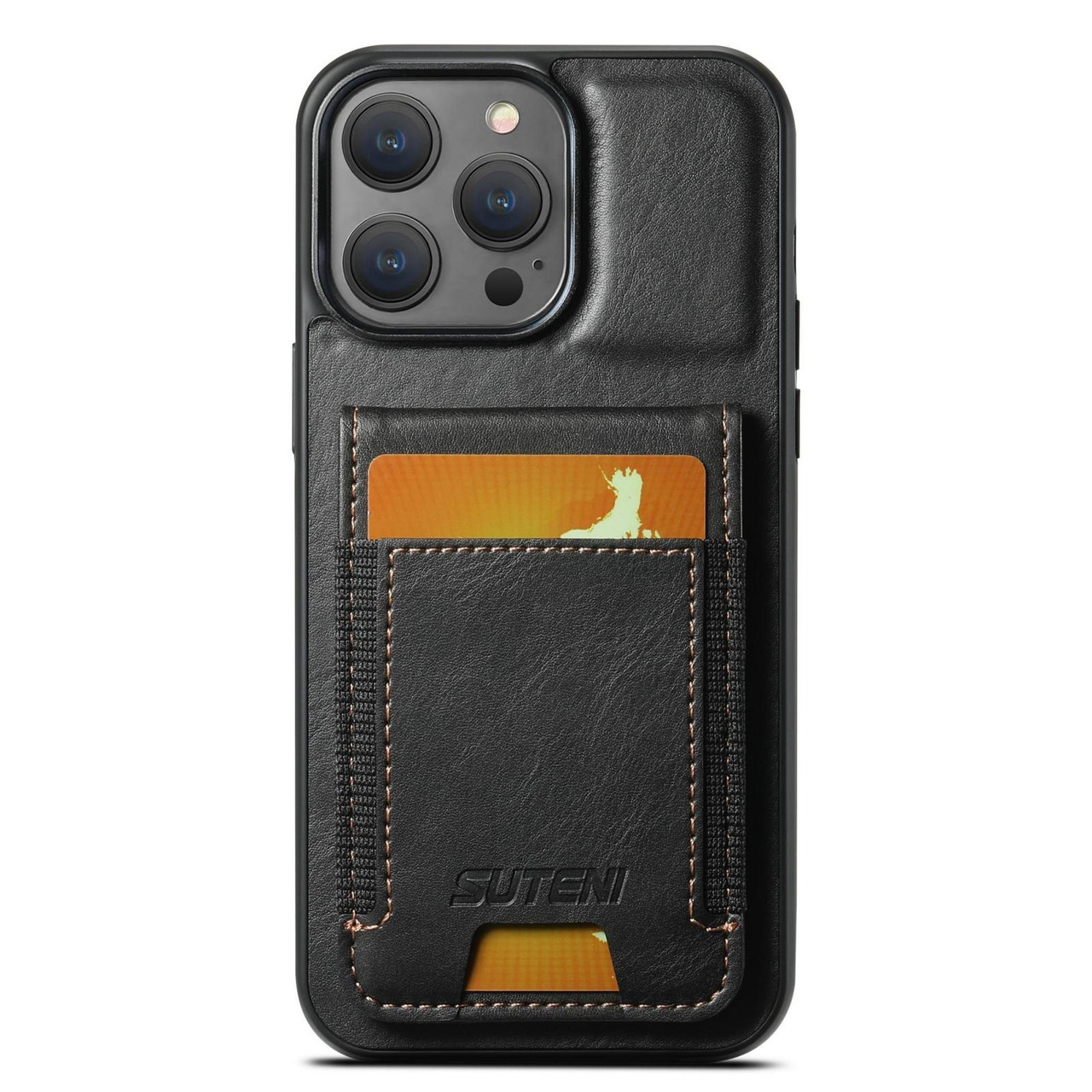 iPhone 13 Pro Max Suteni H03 Oil Wax Leather Wallet Stand Back