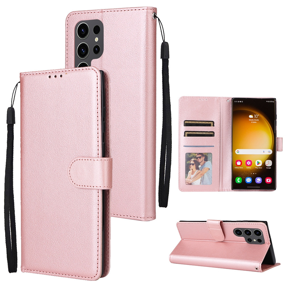 Galaxy S25 Ultra ピンクゴールド(カバー付き) Samsung Galaxy S25 Ultra 5G 3-Card Slots Multifunctional Leather