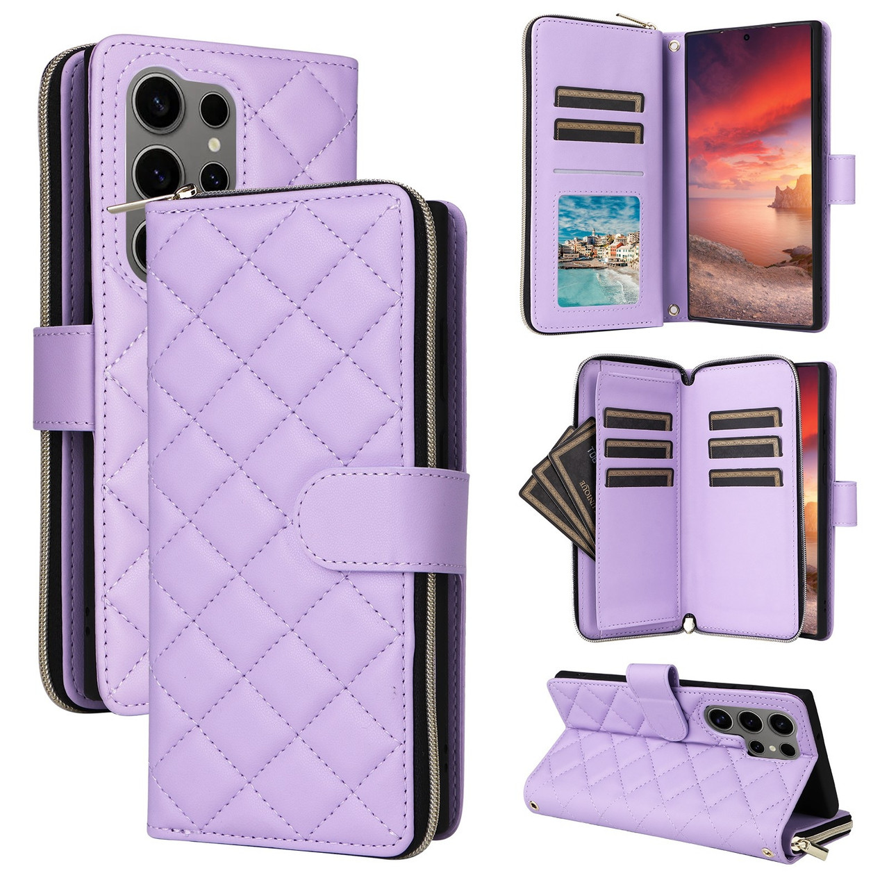 Samsung Galaxy S25 Ultra 5G Crossbody Rhombic Zipper Tower Buckle