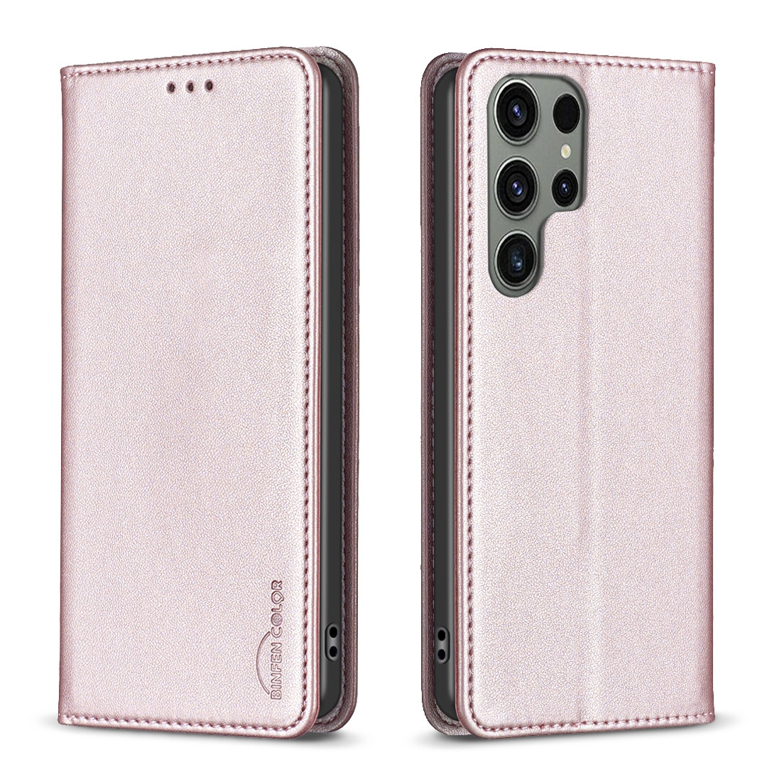 Galaxy S25 Ultra ピンクゴールド(カバー付き) Samsung Galaxy S25 Ultra 5G Magnetic Leather Phone Case - Gold