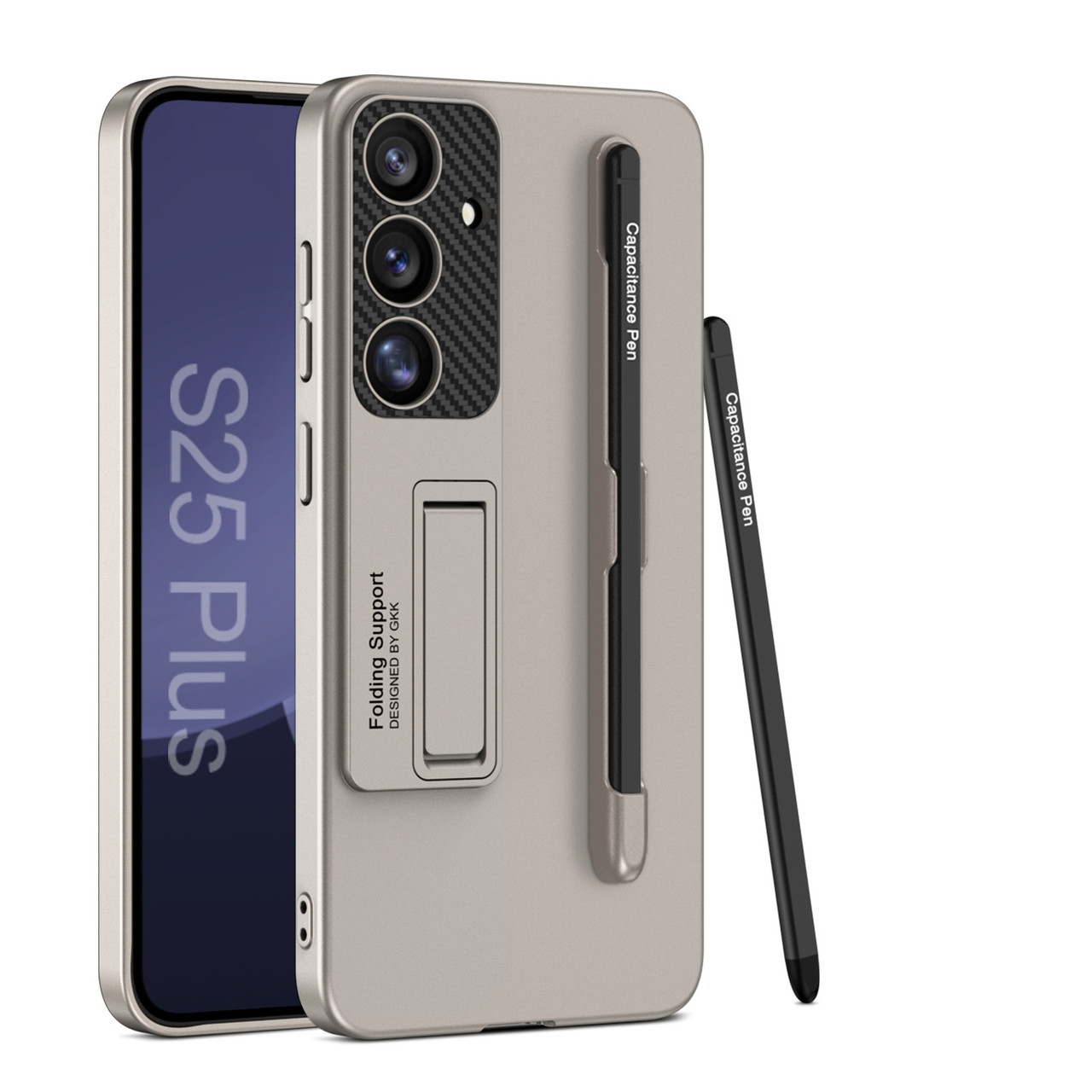 Samsung Galaxy S25+ 5G GKK Ultra-thin Holder Phone Case with Pen Slots &  Stylus Pen -