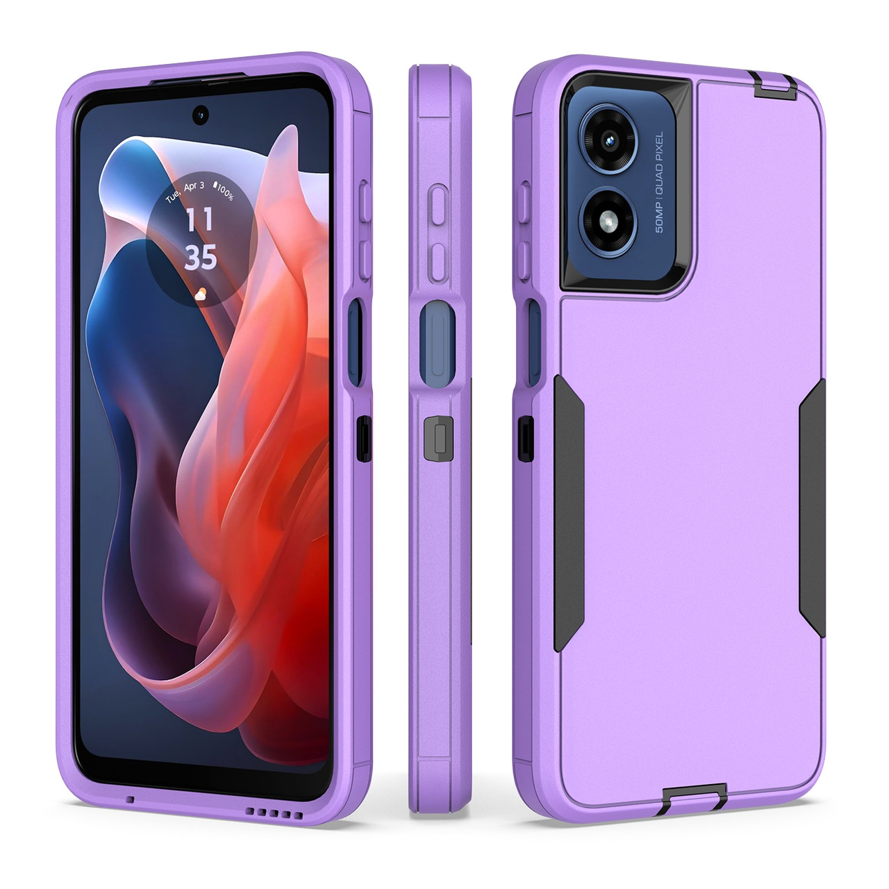 Moto G Play 2024 2 in 1 Magnetic PC + TPU Phone Case - Purple+Black Moto G Play 2024 2 in 1 Magnetic PC + TPU Phone Case - Purple+Black