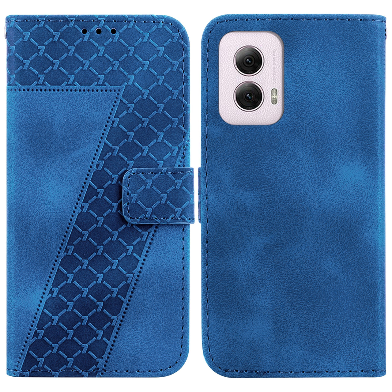 Moto G Power 5G 2024 Seven-shaped Embossed Leather Phone Case - Blue Moto G Power 5G 2024 Seven-shaped Embossed Leather Phone Case - Blue