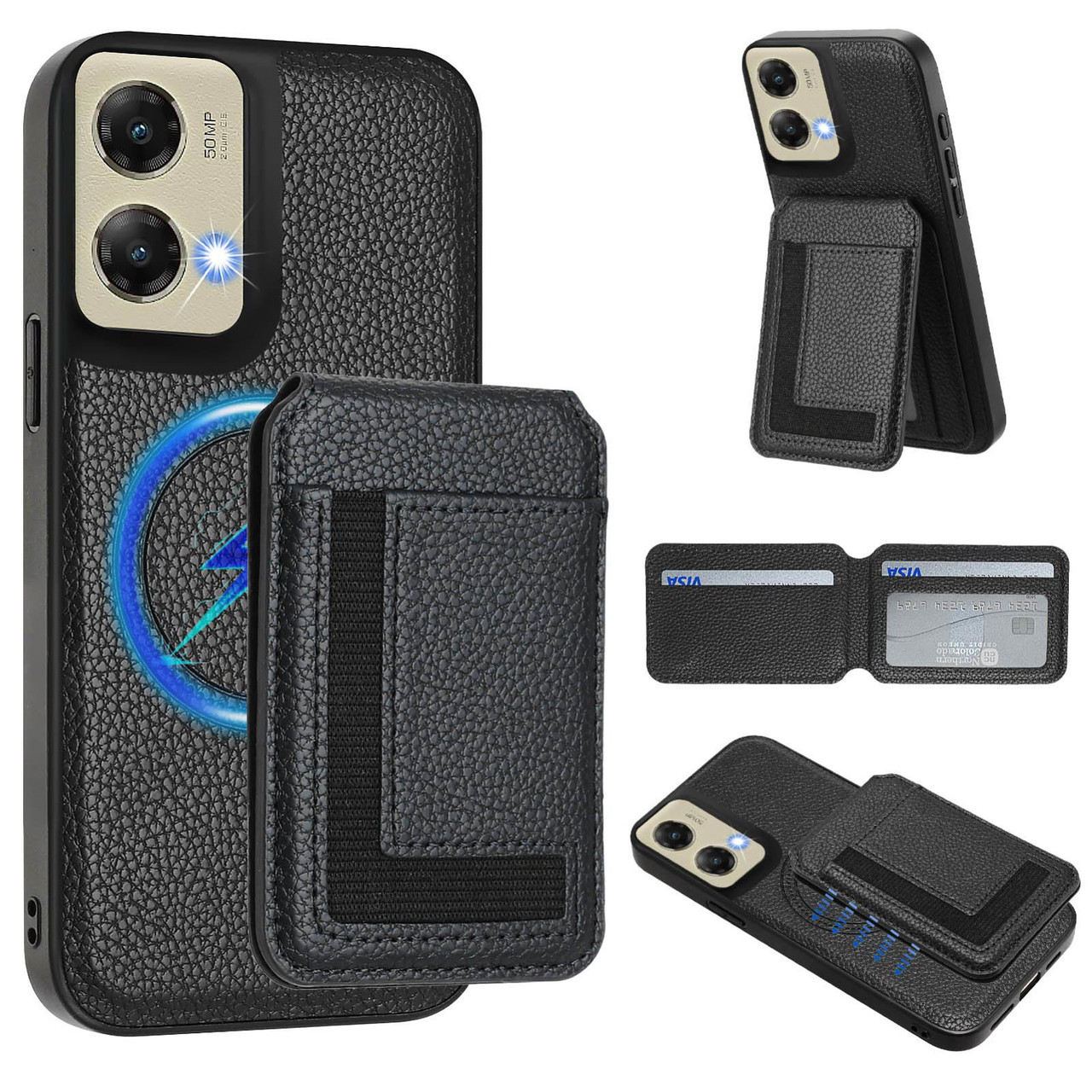 Moto G Stylus 5G 2024 CX01 Detachable Magsafe Magnetic Card Bag Phone Case - Black Moto G Stylus 5G 2024 CX01 Detachable Magsafe Magnetic Card Bag Phone Case - Black