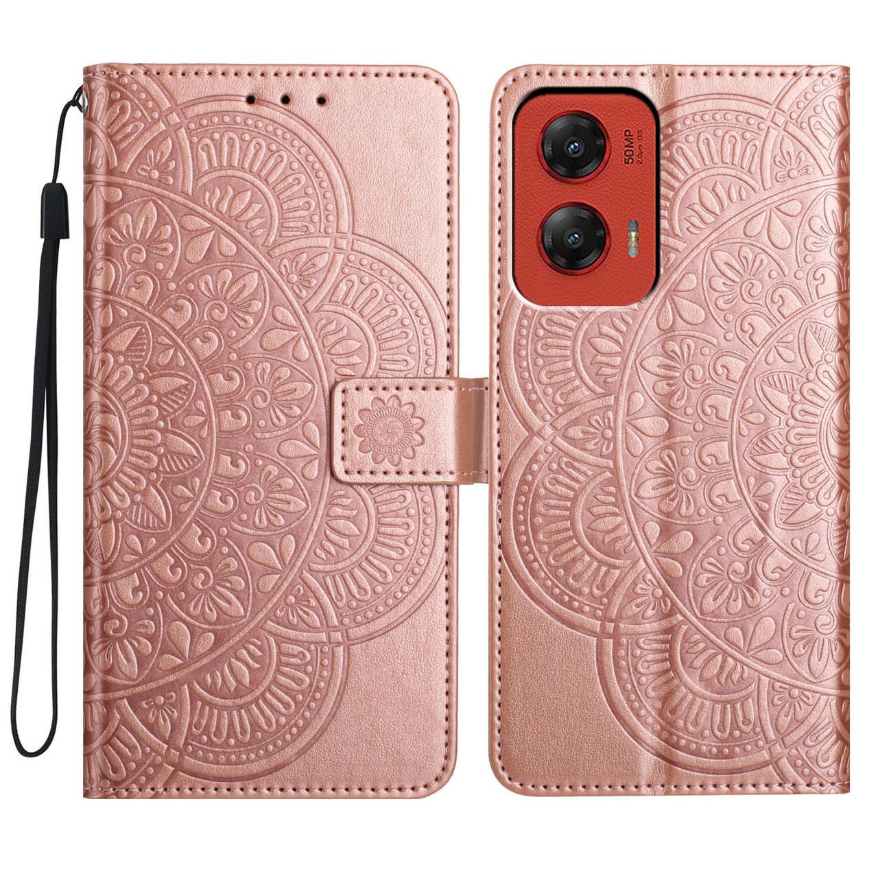 Moto G Stylus 5G 2024 Flower Embossed Leather Phone Case - Rose Gold Moto G Stylus 5G 2024 Flower Embossed Leather Phone Case - Rose Gold