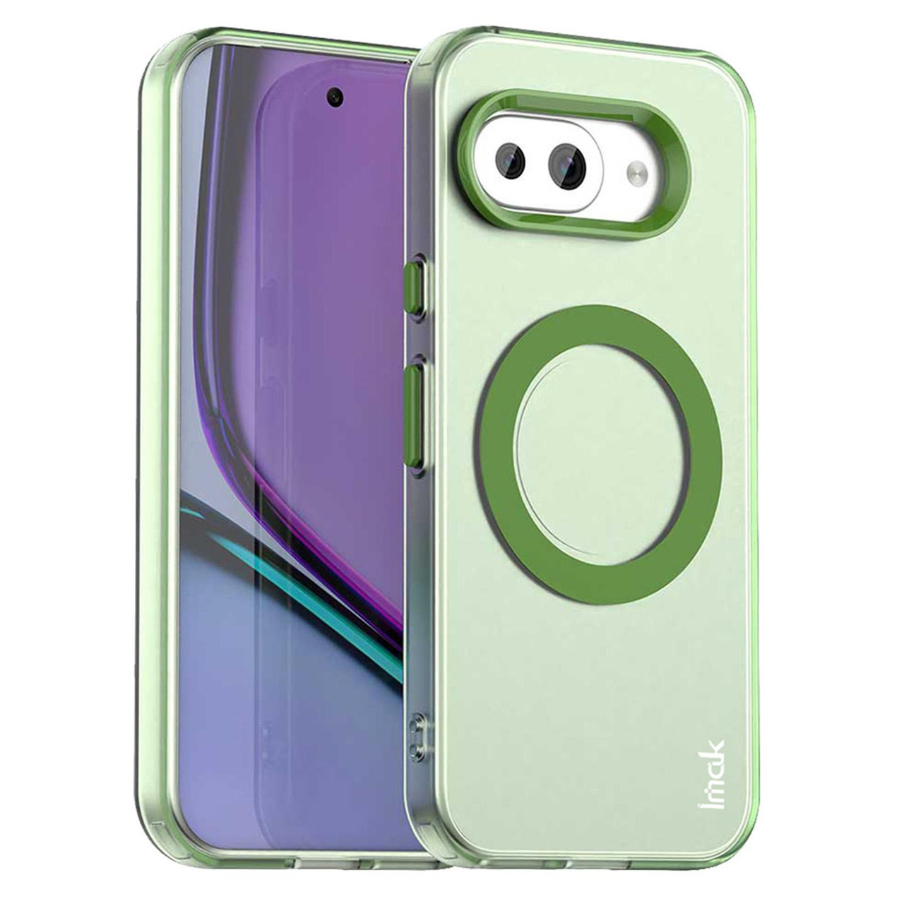 Google Pixel 9a IMAK Candy Series Shockproof MagSafe Phone Case - Green Google Pixel 9a IMAK Candy Series Shockproof MagSafe Phone Case - Green