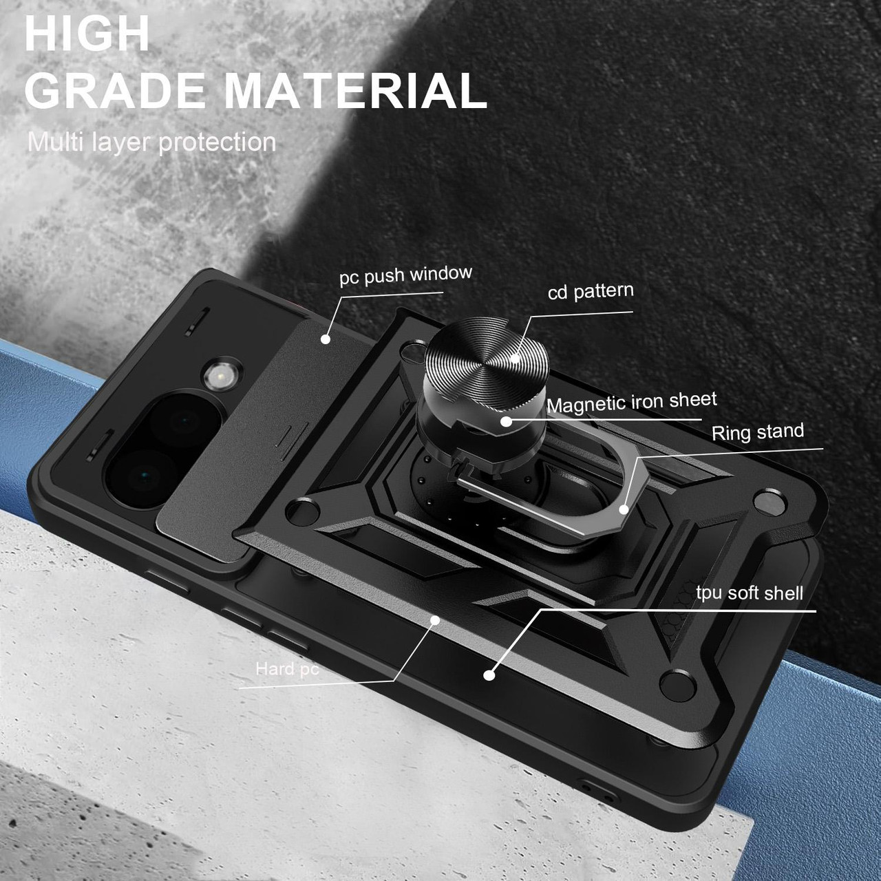 Google Pixel 9a Sliding Camera Cover Design TPU+PC Phone Case - Red