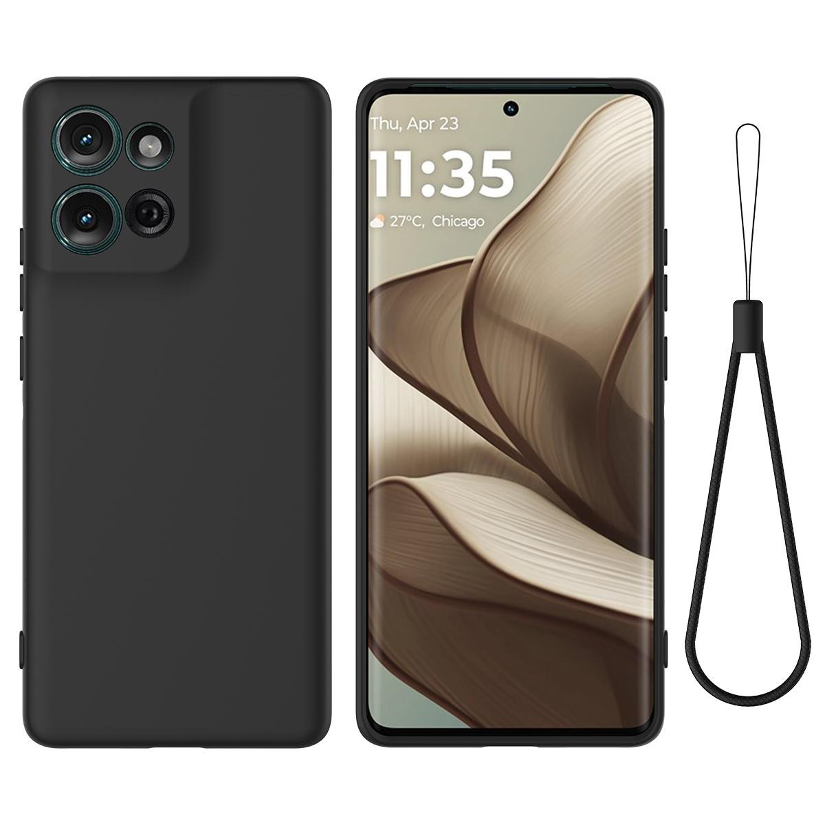 Moto G 2025 Solid Color Liquid Silicone Dropproof Full Coverage Phone Case  - Black