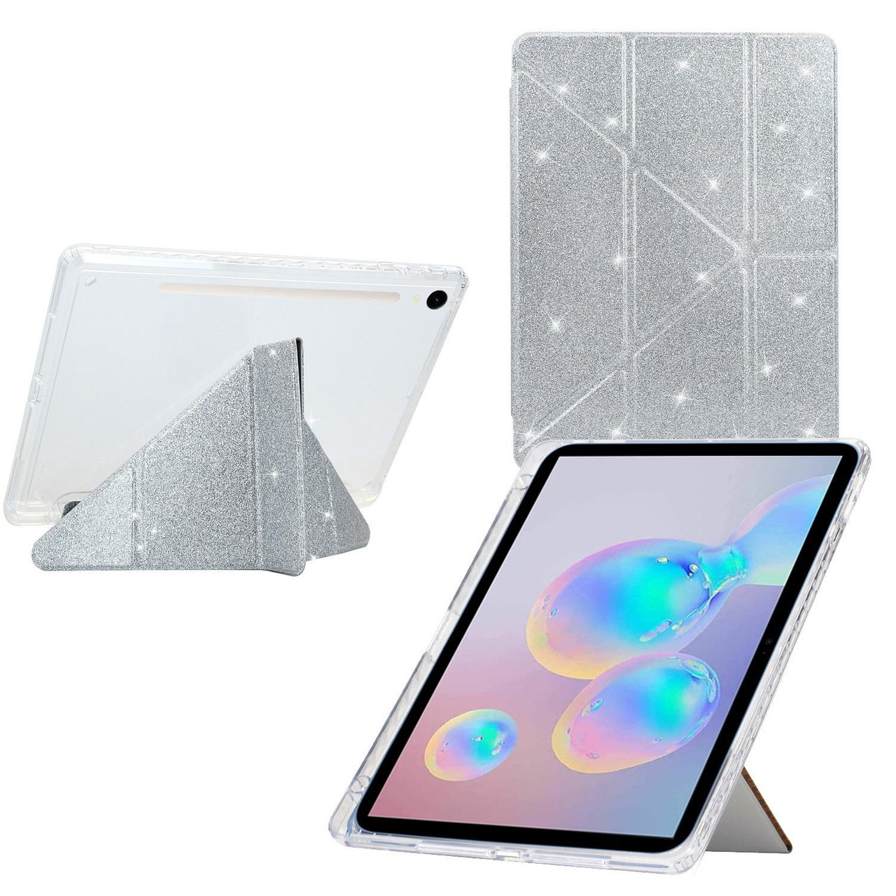 Samsung Galaxy Tab S10 FE / S9 Y-Fold Clear Acrylic Glitter Smart