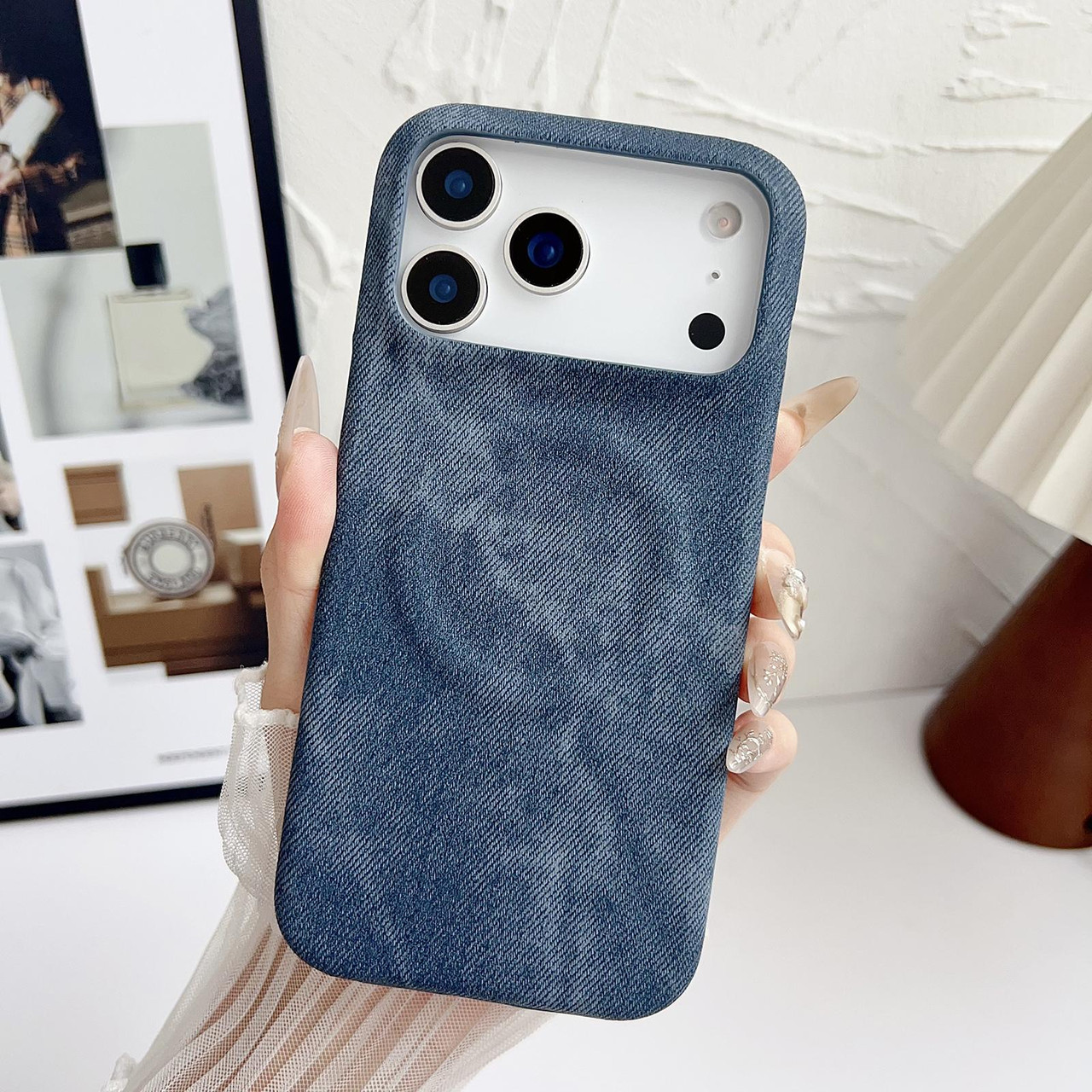 iPhone 17 Pro Max Denim MagSafe Magnetic PC + PU Phone Case - Dark