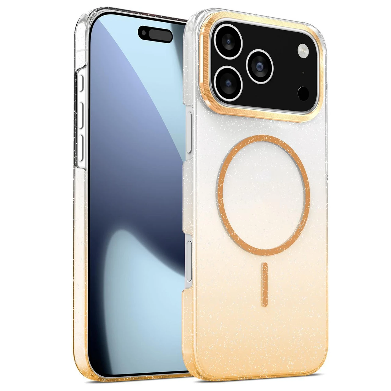 iPhone 17 Pro Max Gold Diamond Glitter Gradient MagSafe Shockproof Phone Case - Gold iPhone 17 Pro Max Gold Diamond Glitter Gradient MagSafe Shockproof Phone Case - Gold
