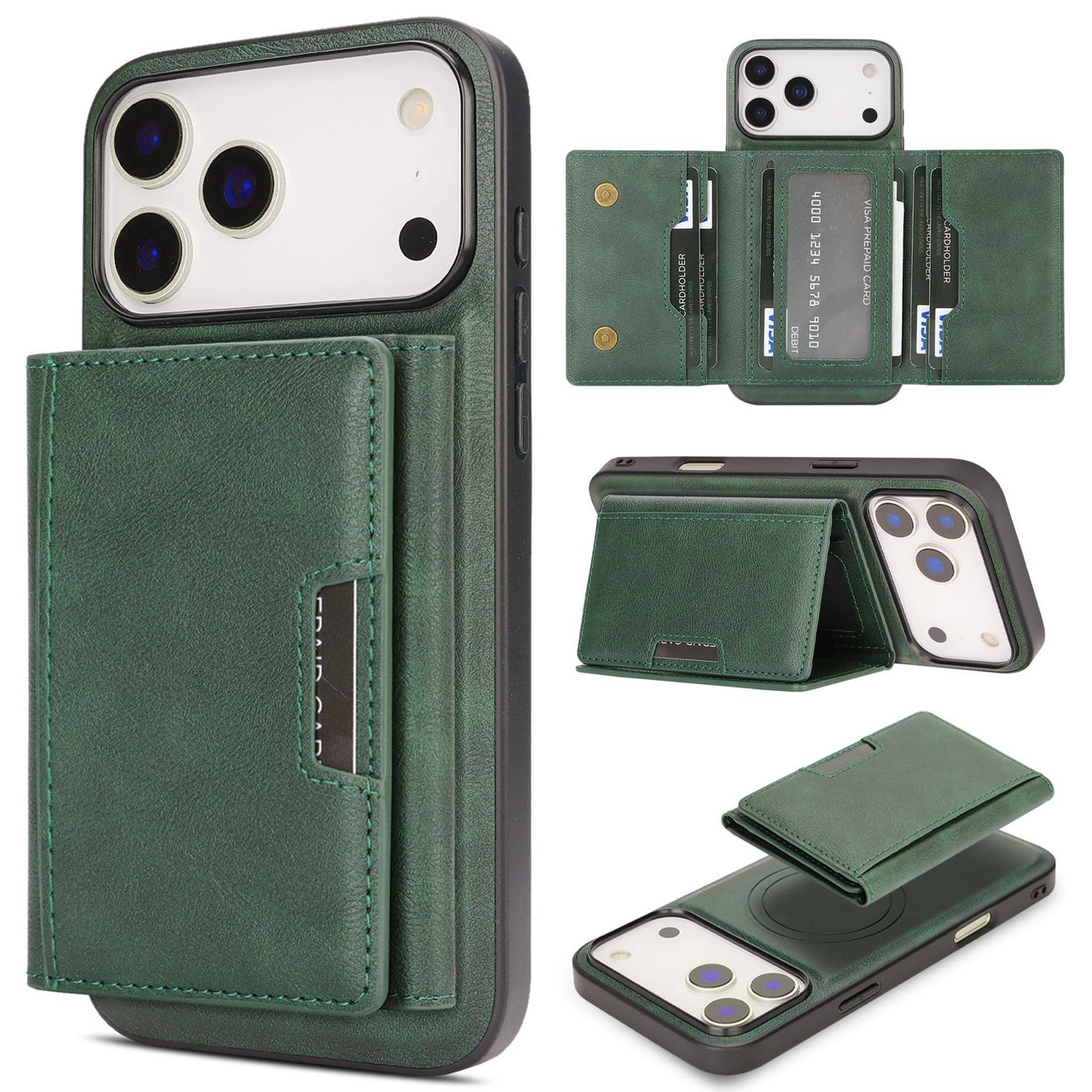 iPhone 17 Pro Max Kalebol Strong Magnetic MagSafe Tri-Fold Wallet