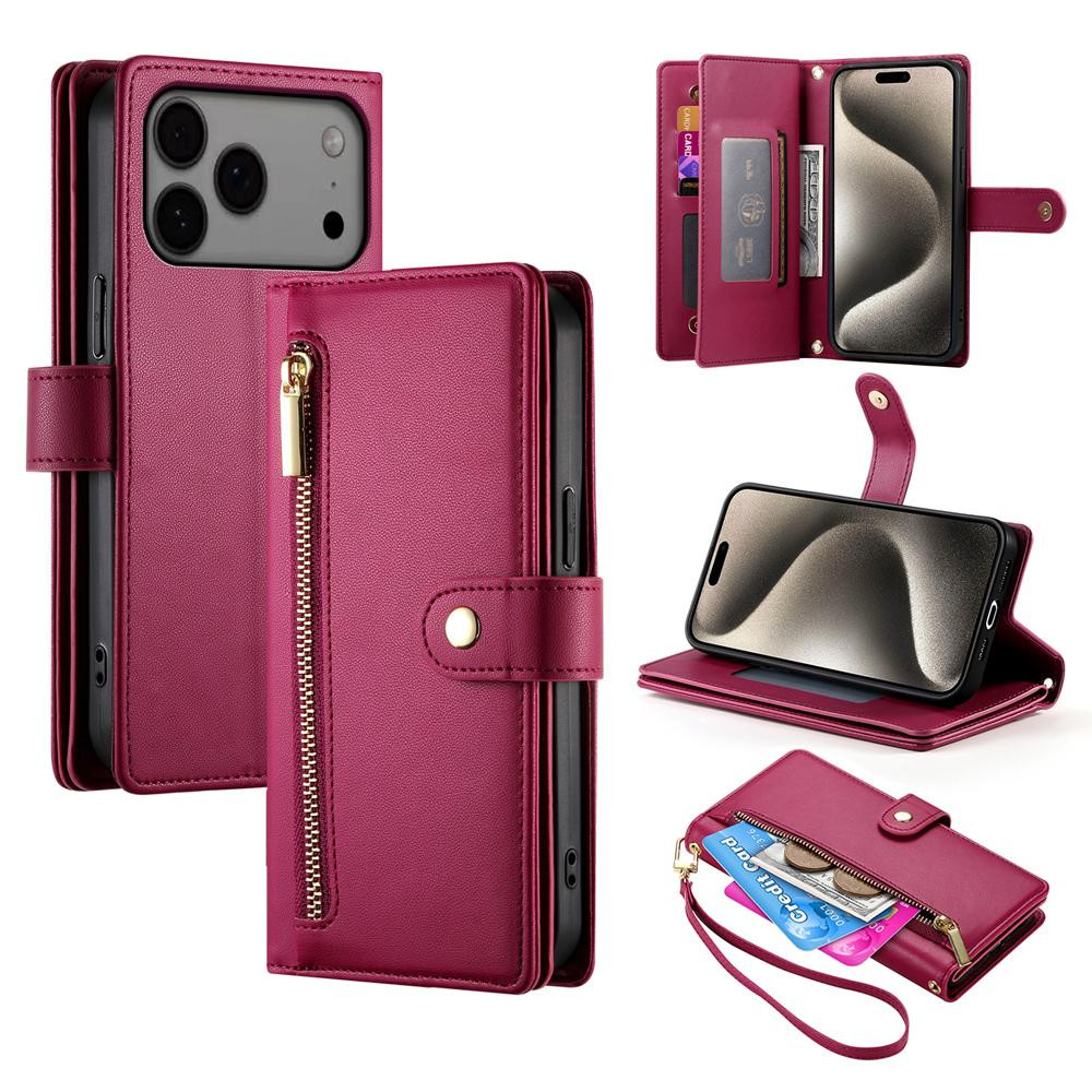 iPhone 17 Pro Max Nine Card-slot Zipper Wallet Bag Leather Phone