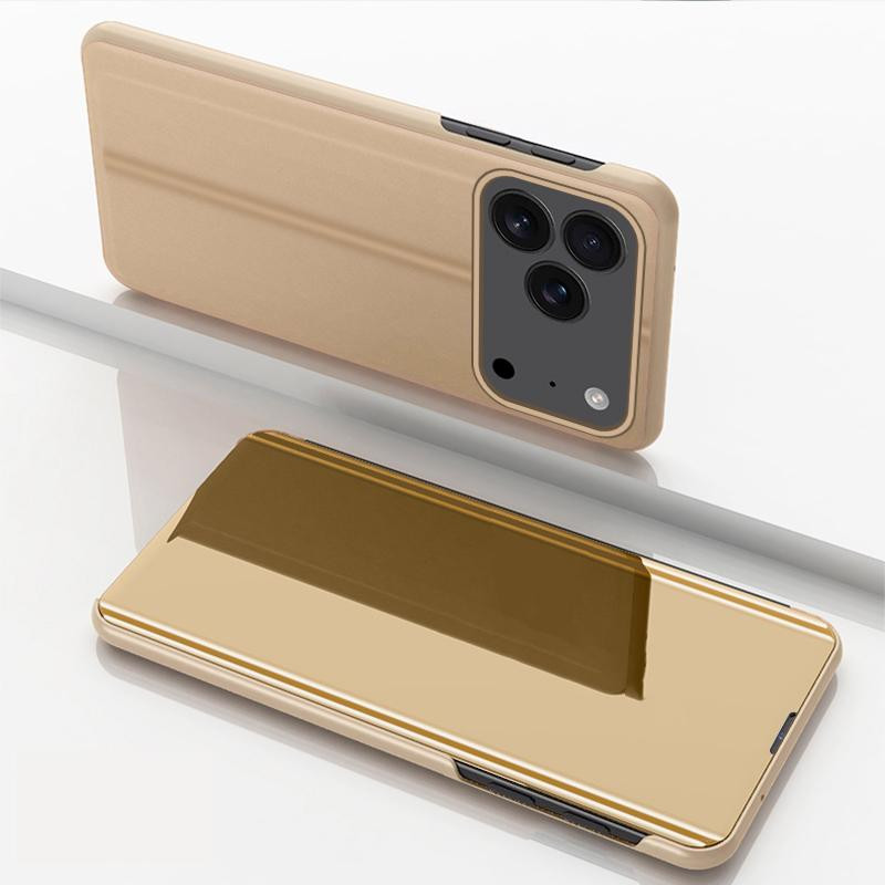 iPhone 17 Pro Max Plated Mirror Horizontal Flip Leather Phone Case