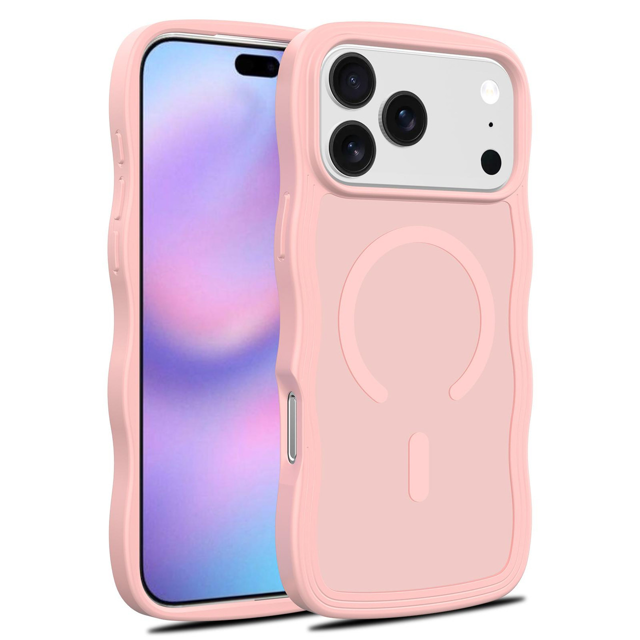 iPhone 17 Pro Max Skin Feel Wave Texture MagSafe Phone Case - Pink