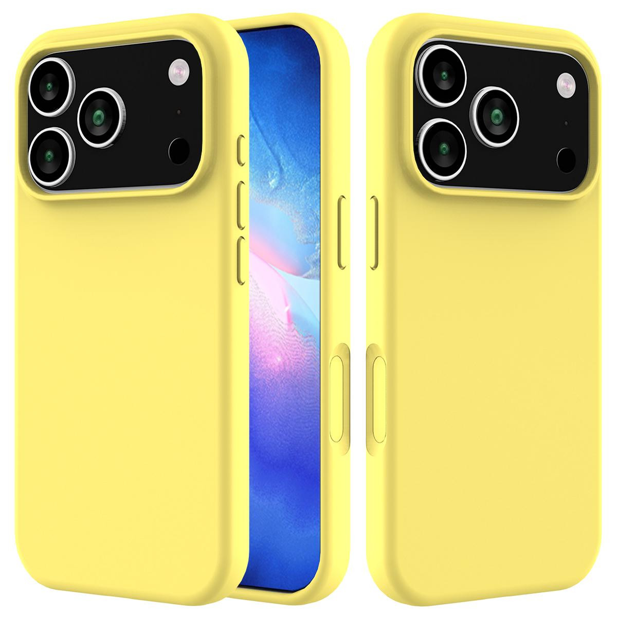 iPhone 17 Pro Max Solid Color Silicone Phone Case - Lemon Yellow