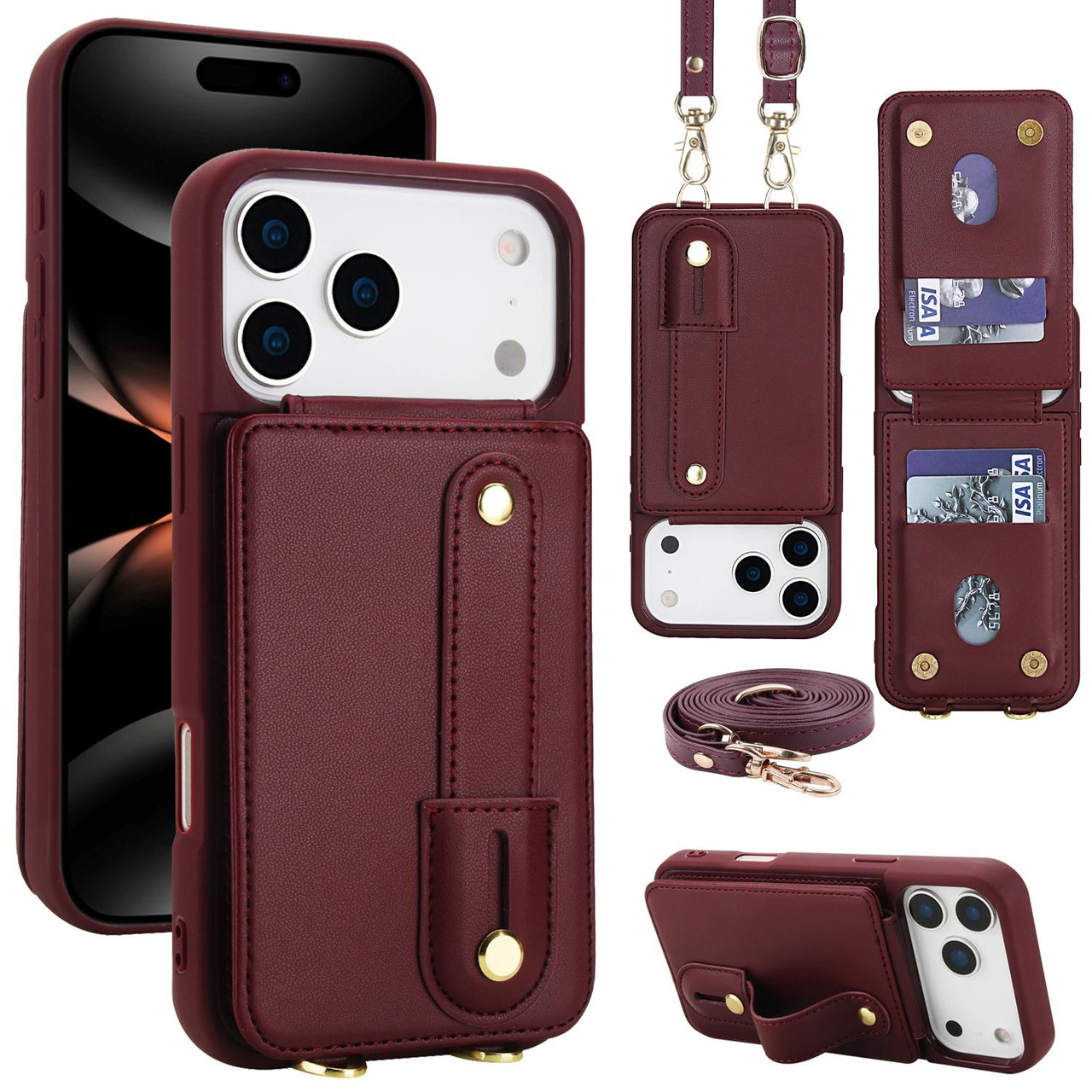 iPhone 17 Pro Max Wristband Vertical Flip Wallet Back Cover Phone