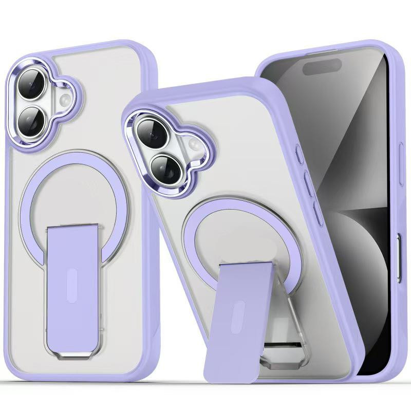 iPhone 17 Acrylic Hybrid TPU MagSafe Holder Phone Case - Lavender Purple