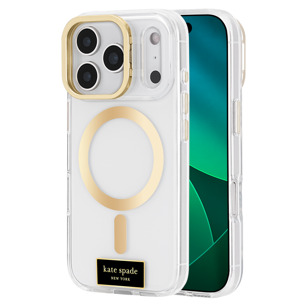 【kate spade】iPhone17ProMax アイコンクリア マグセーフ Kate Spade - Protective Magsafe Case With Stand For Apple Iphone